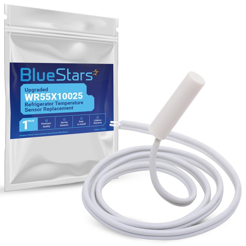 BlueStars Upgraded WR55X10025 Refrigerator Temperature Sensor Replacement - Compatible with G.E & Hotpoint Refrigerators - Replaces 914093 AP3185407 PS304103 WR50X10027 - Image 1